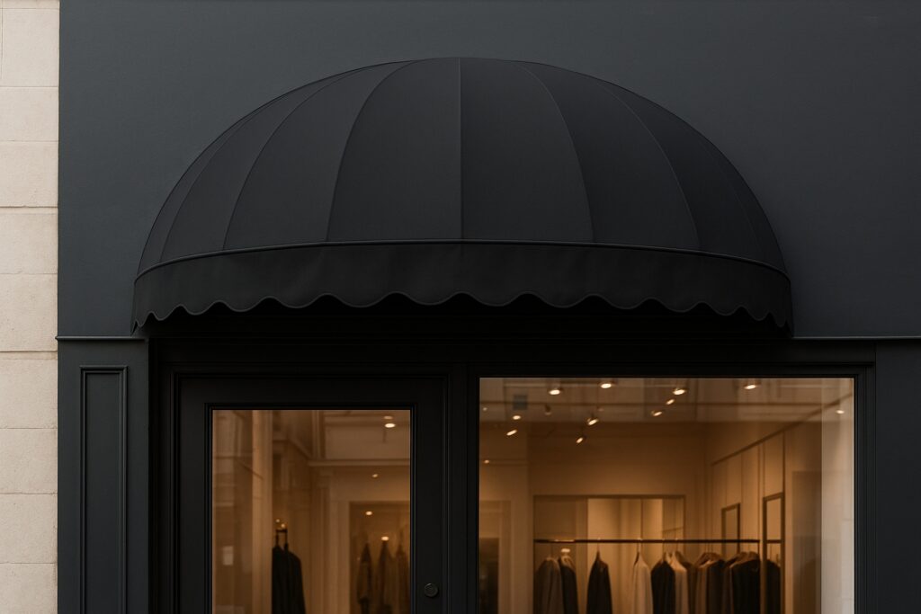 Karpuz Tente 300×130 cm Siyah Butik Mağaza Cephesi için Şık ve İşlevsel