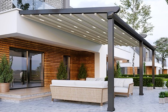 Otomatik Katlanır Raylı Pergola Tente