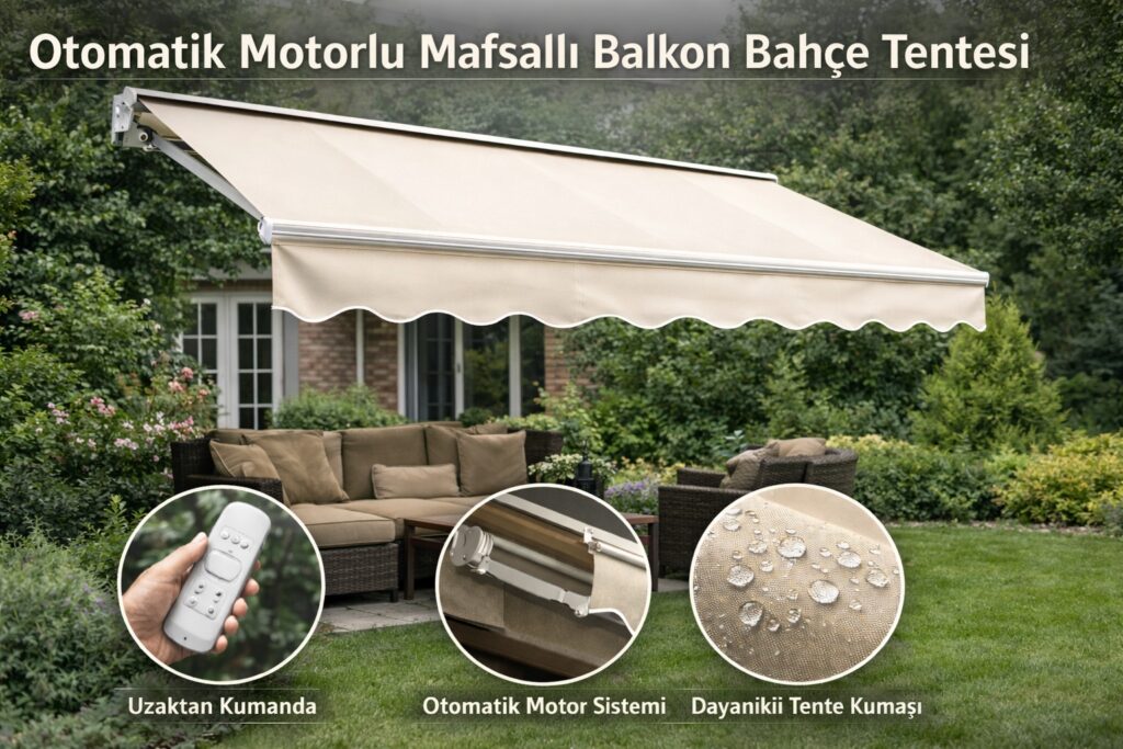 Otomatik Motorlu Mafsallı Balkon Bahçe Tentesi